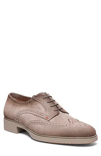 Santoni Easy Wingtip Brogue Derby In Brown