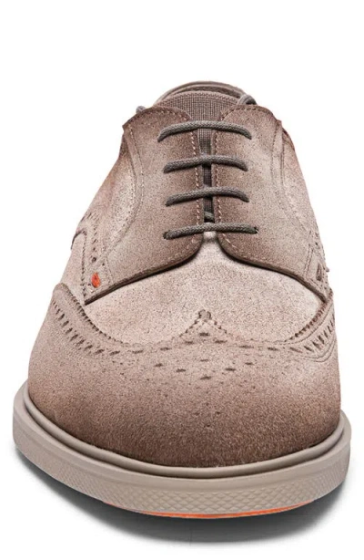 Santoni Easy Wingtip Brogue Derby In Brown