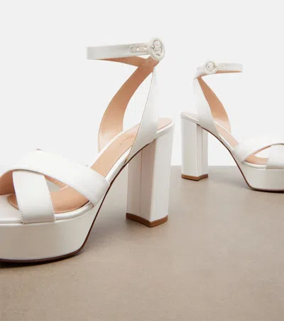 Gianvito Rossi Sabrina Satin Crisscross Ankle-strap Platform Sandals In Multi