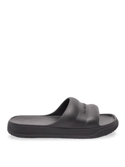 Moncler Altive Slide Sandals Open Toe Flat In Black