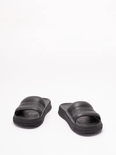 Moncler Altive Slide Sandals Open Toe Flat In Black