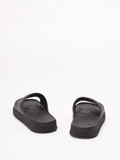Moncler Altive Slide Sandals Open Toe Flat In Black