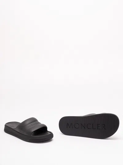 Moncler Altive Slide Sandals Open Toe Flat In Black
