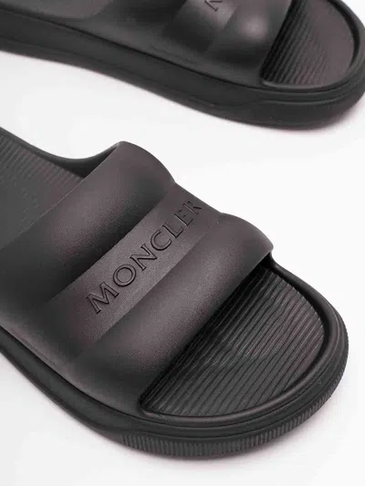 Moncler Altive Slide Sandals Open Toe Flat In Black