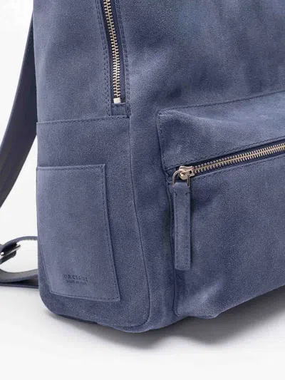 Orciani Laio Suede Zip Backpack In Blue