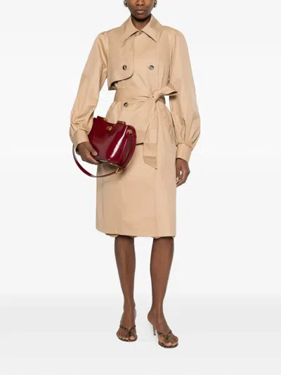 Twinset Double-breasted Belted Coat In Pink