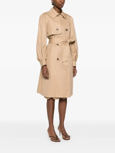 Twinset Double-breasted Belted Coat In Pink