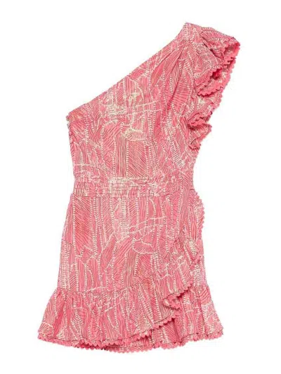 Poupette St Barth Corinne One-shoulder Mini Ruffled Dress In Multi