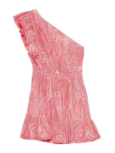 Poupette St Barth Corinne One-shoulder Mini Ruffled Dress In Multi