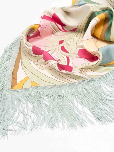 La Doublej Reversible Fringe Carr Scarf In Multi