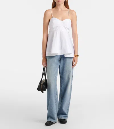 Rohe Structured White Peplum Bustier Top In White
