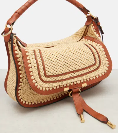 Chloé Marcie Small Raffia-effect Shoulder Bag In Orange