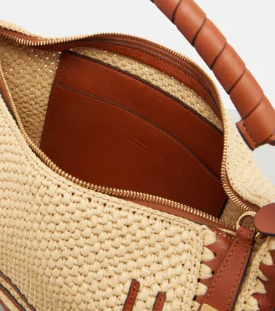 Chloé Marcie Small Raffia-effect Shoulder Bag In Orange