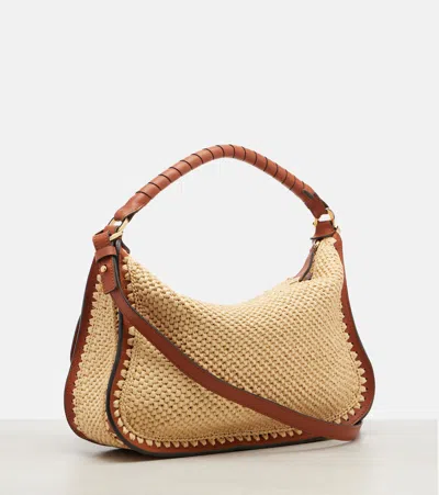Chloé Marcie Small Raffia-effect Shoulder Bag In Orange