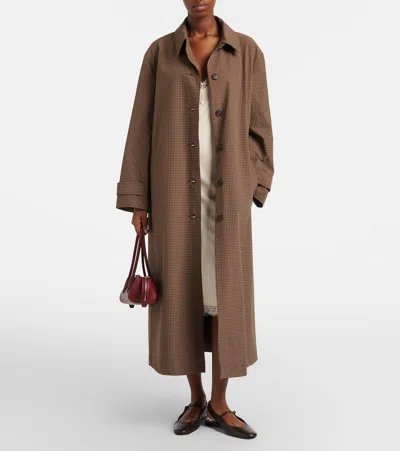 Rohe Checked Belted Coat In Brown