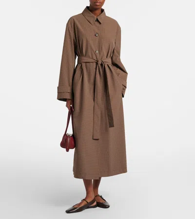 Rohe Checked Belted Coat In Brown