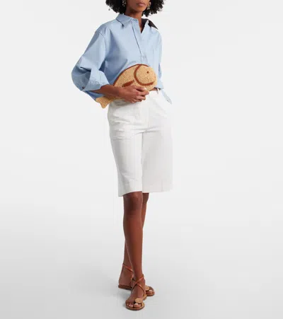 Staud Pesce Leather-trimmed Raffia Clutch In Neutral