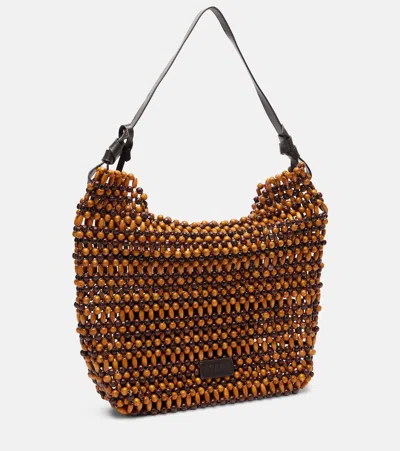 Staud Drift Beaded Leather-trimmed Tote Bag In Pattern