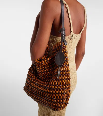 Staud Drift Beaded Leather-trimmed Tote Bag In Pattern
