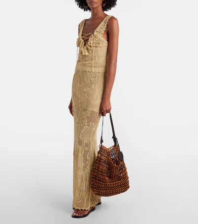 Staud Drift Beaded Leather-trimmed Tote Bag In Pattern
