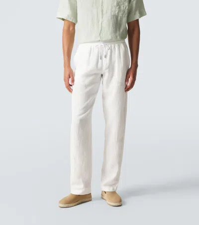 Thom Sweeney Linen Straight Pants In Multi