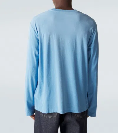 Acne Studios Distressed Cotton-blend Jersey T-shirt In Blue