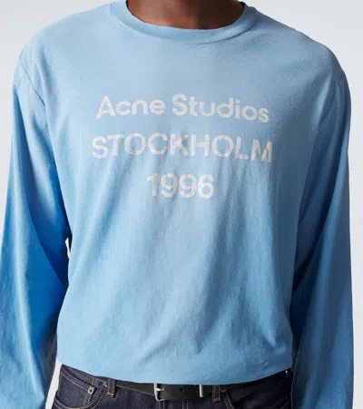 Acne Studios Distressed Cotton-blend Jersey T-shirt In Blue