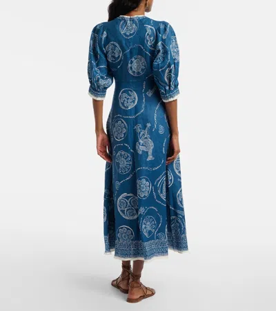 Alemais Lucky Graphic-print Puff-sleeve Midi Dress In Multi