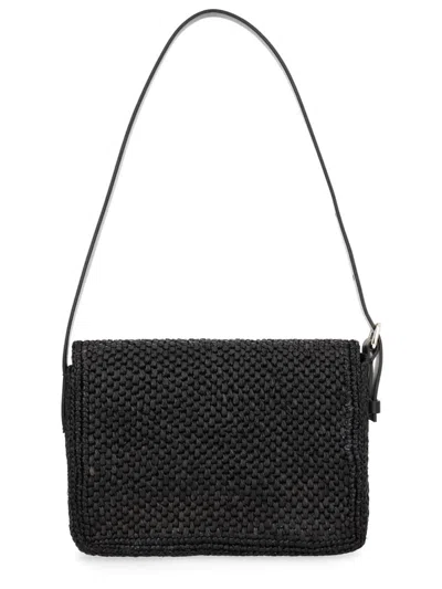 Manebi Shoulder Bag Adjustable Strap Woven Texture In Animal Print