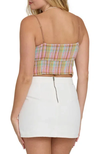 Billabong Crinkled Check Split Front Camisole In Multi