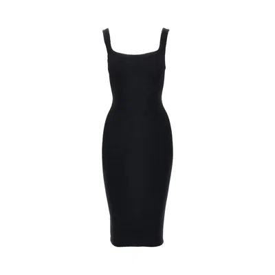 Hunza G Midi Dress With Square Neckline In Black