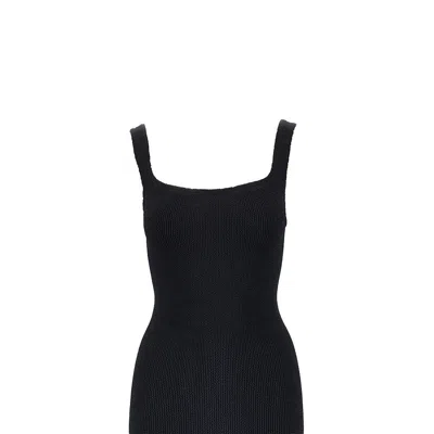 Hunza G Midi Dress With Square Neckline In Black