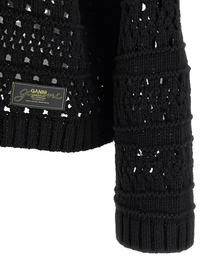 Ganni Pullover Mit Lochstrickmuster In Black
