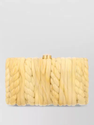 Cult Gaia Chain Strap Rectangular Clutch Twisted Design In Yellow