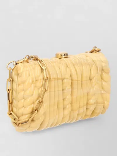 Cult Gaia Chain Strap Rectangular Clutch Twisted Design In Yellow