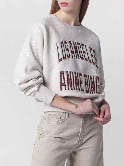 Anine Bing Womens Oatmeal Melange Harry Logo-embroidered Cotton Sweatshirt In White