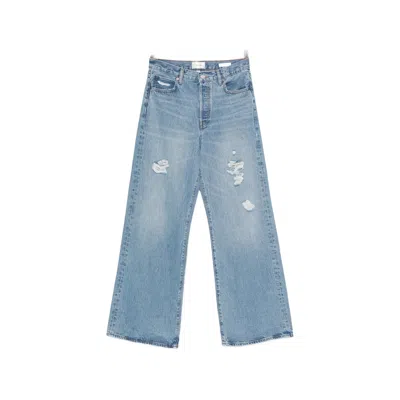 Frame The Loose Distressed Mid-rise Straight-leg Jeans In Blue