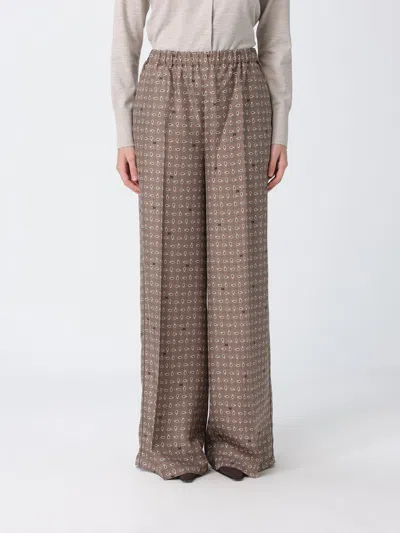 Max Mara Vischio Printed Silk Satin Wide-leg Pants In Brown