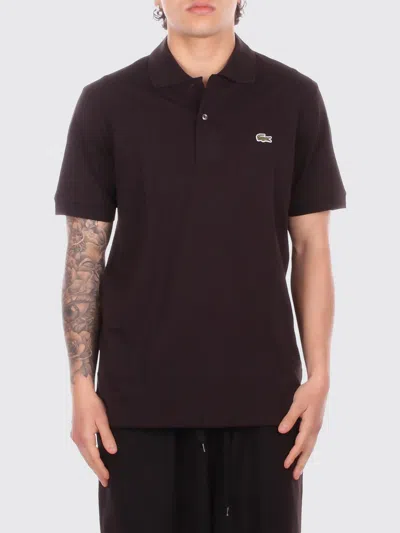 Lacoste Logo-detail Button Polo Shirt In Brown
