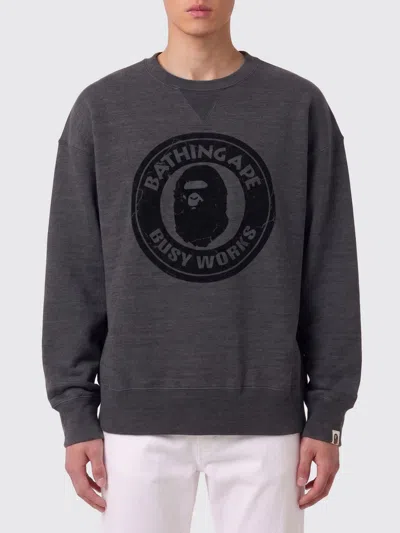 Bape Over Dye Busy Works Relaxed Fit Crewneck Sweatshir In Gray