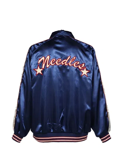 Needles Logo-patch Bomber Jacket In Blue