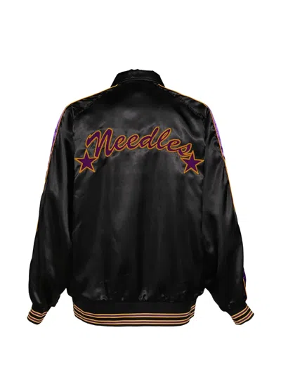 Needles Logo-patch Bomber Jacket In Black