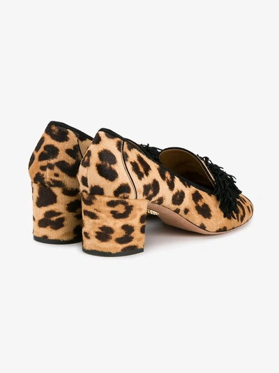 Shop Aquazzura Leopard Wild Heeled Loafers In Brown