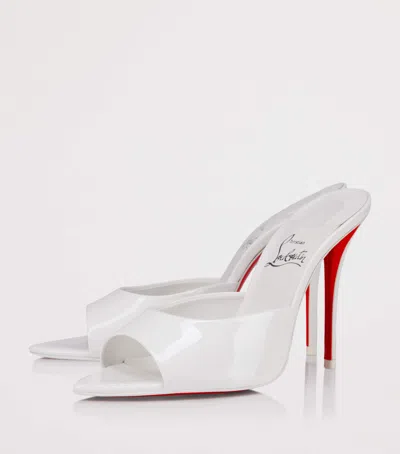 Christian Louboutin 100mm Miss Z Metallic Leather Mule Sandals In White