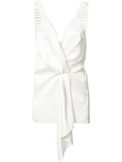 Victoria Beckham Silk Twill Wrap Top In White.
