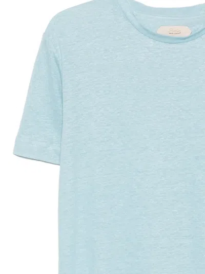 Aurélien Aur1 Solid Cotton T-shirt In Blue