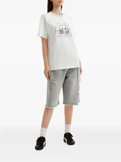 Mini Cream Graphic-print T-shirt In White