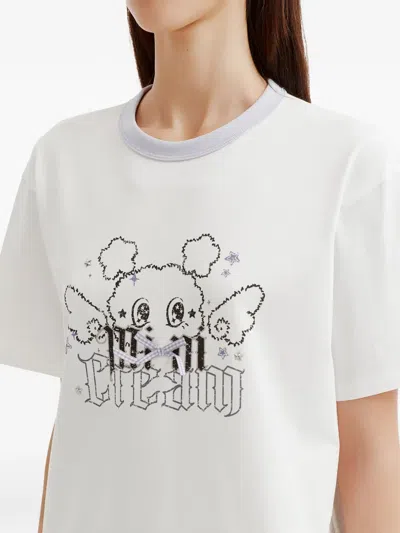 Mini Cream Graphic-print T-shirt In White