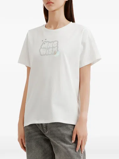Mini Cream Graphic-print T-shirt In White