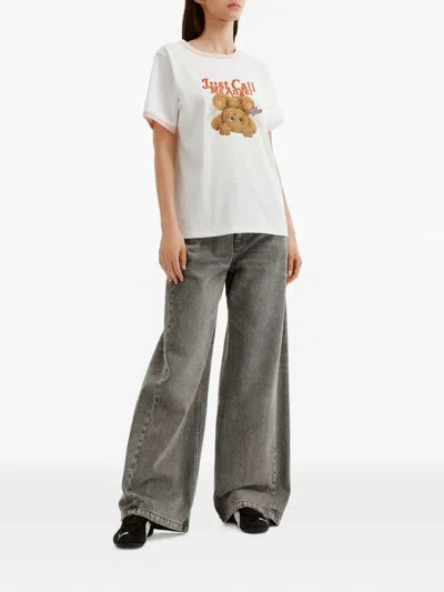 Mini Cream Graphic-print T-shirt In White